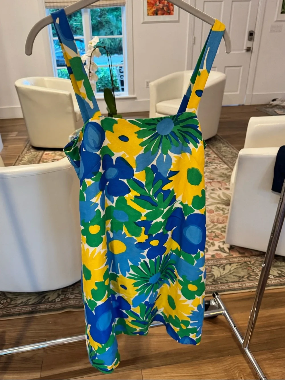 J. Crew Bright Floral Mini Dress in Blue, Yellow & Green